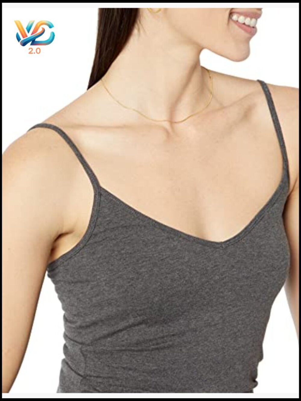 Slim-Fit V-Neck Cami Pack of 4 Layering Tank Top Essential Staple - Picture 3 of 7